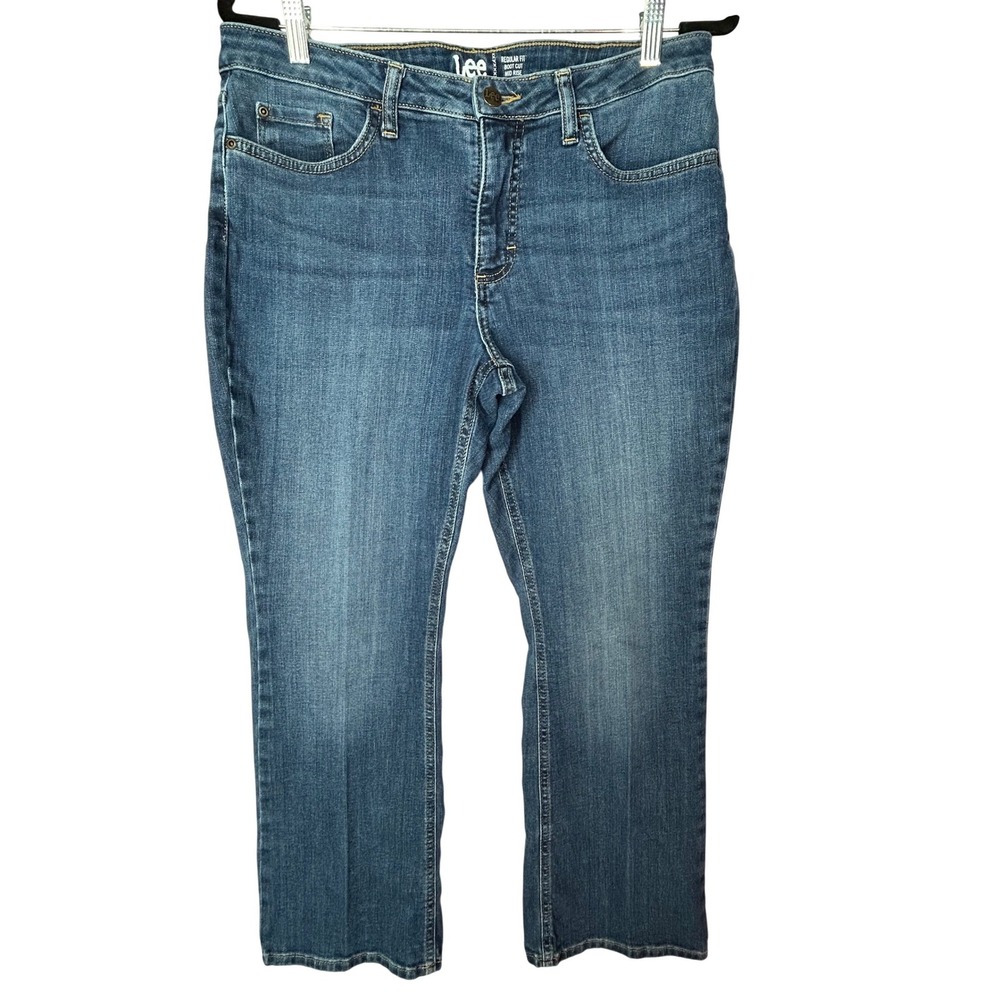 Lee Regular‎ Fit Mid Rise Boot Cut Blue Jeans Stretch Women's Size 12 Petite